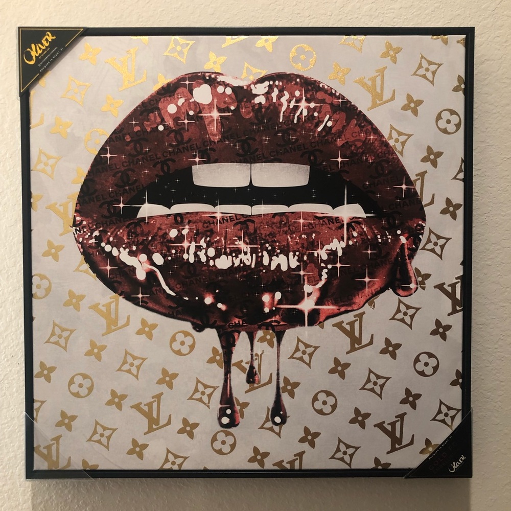 Louis Vuitton with Chanel logo lips canvas wall art designed by Oliver gal